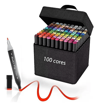 Kit 100 Marcadores Coloridos Touch 100 Cores