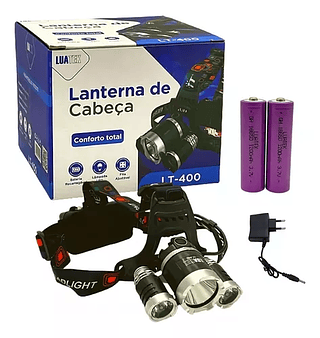 Lanterna De Cabeça Recarregável Profissional 3 Leds Luatek