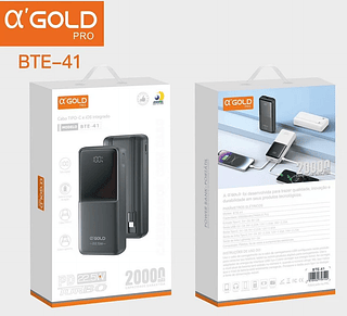 Carregador Portátil Power Bank Com Visor 20000 A' Gold