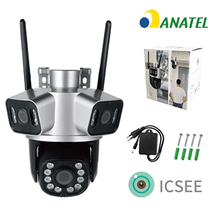 Câmera Wifi IP de Segurança 3 Lentes 360° ICSEE