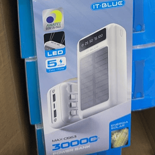 Carregador Solar Portátil Com Cabo Integrado 30000mAh ItBlue