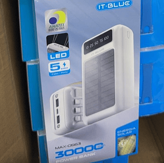 Carregador Solar Portátil Com Cabo Integrado 30000mAh ItBlue