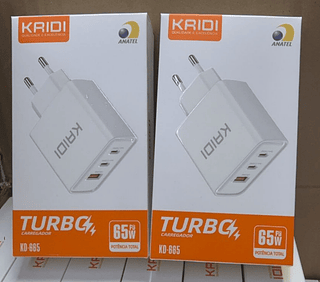 Carregador Fonte Turbo 65W 1 USB 2 Tipo C Kaidi