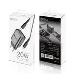 Carregador 20w IOS 2 Entradas Usb-A e Usb-C Hrebos