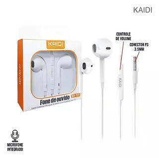 Fone de Ouvido P2 com Microfone e Controlador de Volume Kaidi