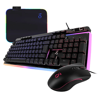 Kit Gamer Teclado ABNT2, Mouse RGB e Mousepad USB Delta