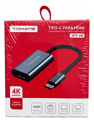 Adaptador USB-C para HDMI 4K Cinza Tomate