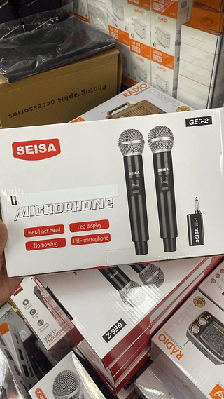 Microfones Sem Fio Profissional Duplo Recarregável Seisa