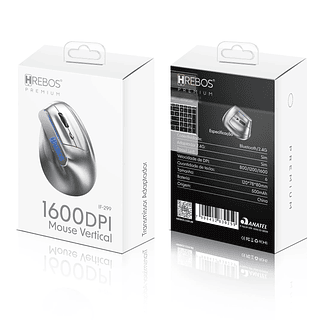Mouse Vertical Recarregável para Jogos 1600DP Hrebos