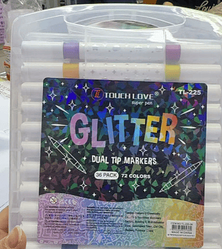 Estojo Canetas Marcadoras Com Glitter Ponta Dupla 36pçs(72 cores)