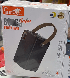 Bateria Portátil Turbo 80.000 mAh 22.5w Estável Eletromex PRETO