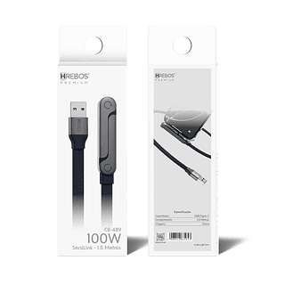 Cabo SersiLink 100W USB-A para Tipo-C Hrebos