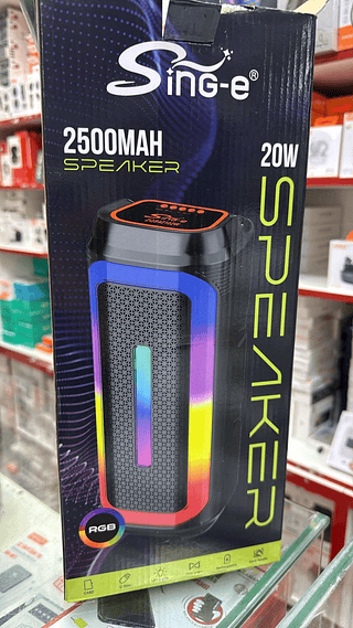 Caixa de som Bluetooth Com Led RGB Portátil Sing-e