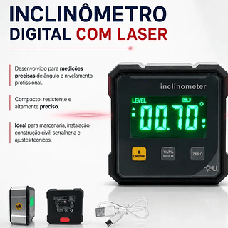 Inclinômetro Digital Eletrônico Medidor Angulo Profissional