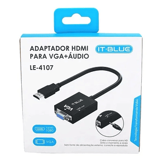 Adaptador Conversor HDMI Para Vga Com Saída De Áudio ItBlue
