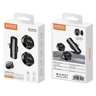 Microfone Duplo Lapela Com Imã Lightning e Type C Kaidi