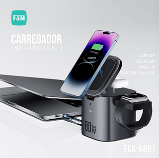 Base de Carregamento Indutiva 6 in 1 80w Fam