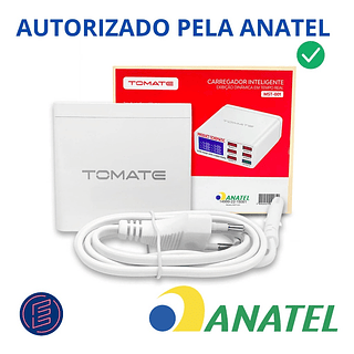 Carregador Inteligente Turbo 6 Portas Usb Medidor De Corrente Tomate