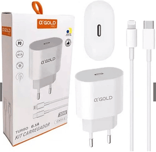 Carregador Completo turbo 30W 6.1A Tipo C p/Lightning A´Gold