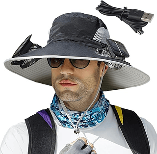 Chapéu de Sol de Aba Larga com Ventilador Solar