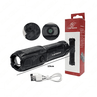 Mini Lanterna Led USB Recarregavel Zoom de Foco Ajustavel Kapbom