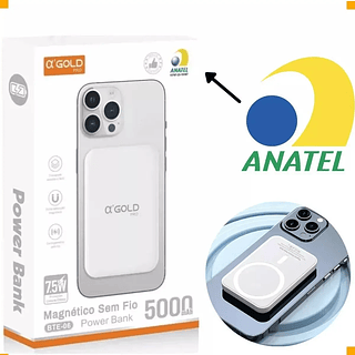 Carregador Por Indução Portátil Sem Fio Bateria A'Gold