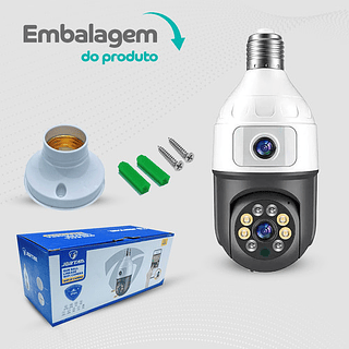 Câmera lâmpada giratória visão noturna dupla lente Jortan