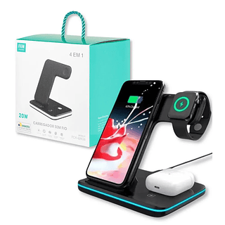Carregador por Indução Sem Fio Turbo 4 em 1 20W FAM