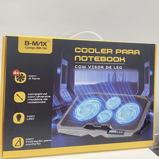 Base Cooler para Notebook Gamer com 4 Ventoinhas LED B-Max