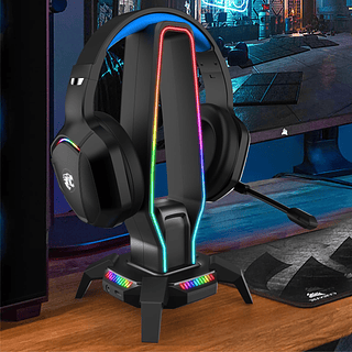 Suporte Para Headset Gamer Rgb Com 3 Usb 3.0, Audio Hd Delta
