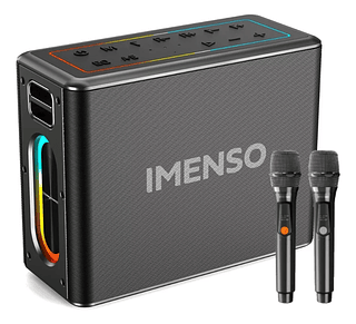 Caixa de som karaokê 120W TWS RGB Com 2 Microfones Sem Fio Imenso