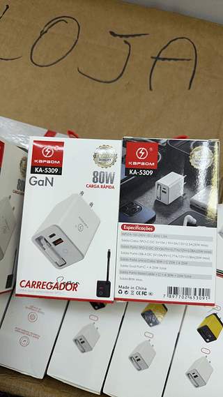 Carregador USB + USB C com Cabo Retrátil Tipo-C 80W Kapbom