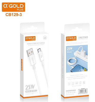 Cabo Dados Carga Rápida 25W Para Tipo C A'Gold