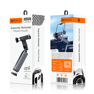 Suporte Veicular Multiuso Para Celular Metal Hook Hrebos