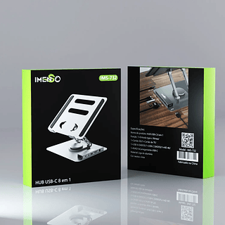 Suporte para Notebook com Hub USB-C 8 em 1 Imenso