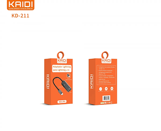 Adaptador Lightning para Lightning e P2 AUX 3.5mm - Áudio e Carregamento KAIDI