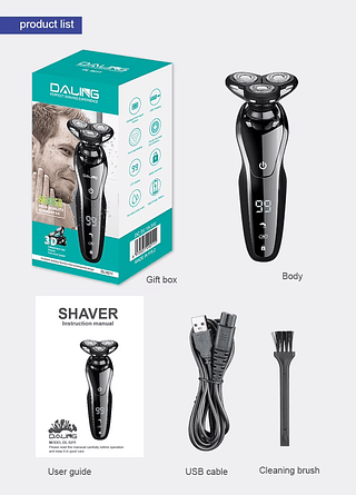 Barbeador Elétrico Recarregável com Lâmina Tripla Daling