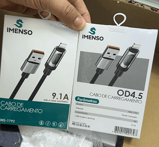 Cabo USB Lightning 9.1A Carregamento Rápido com Visor de Potência Imenso