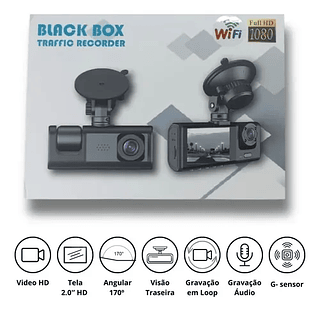 Câmera Veicular Automotiva 3 Em 1 Full Hd Black Box