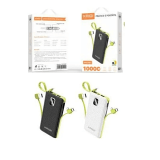 Power Bank 10000mAh com Visor e Cabo Triplo Kaidi