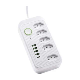 Régua Filtro de Linha com 5 Tomadas 4 USB 1 Tipo C 10A Bivolt 110v/220v 2M Kapbom