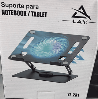 Suporte Mesa Base Notebook Regulável Postura 360° Com Cooler LAY