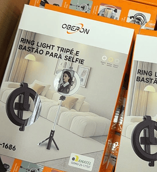 Mini Ring Light Tripé e Bastão de Selfie 80cm Oberon