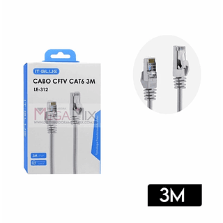 Cabo de Rede RJ45 CFTV CAT6 3M It Blue