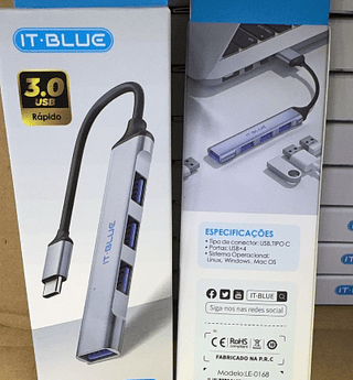 Hub USB-C para 4x USB 3.0 até 5Gbps de Velocidade ItBlue