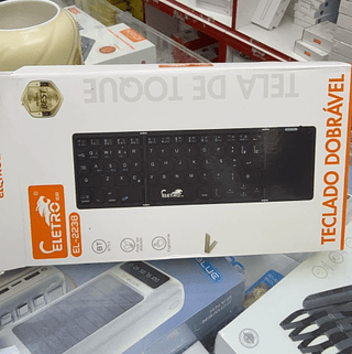 Mini Teclado Dobrável Sem Fio Eletromex