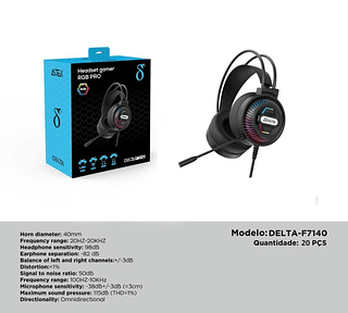 Headset Gamer RGB Pro USB Iluminação RGB Fluida Delta