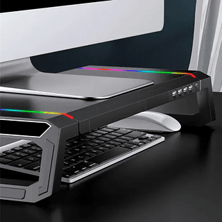 Suporte para Monitor Base Gamer com 4 USB e Led RGB Delta