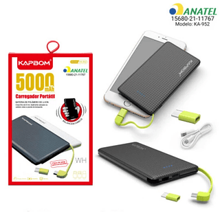 Power Bank Carregador Portátil Slim 5000 mAh Kapbom
