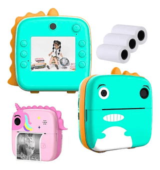 Câmera Fotográfica Infantil Impressora Instantânea Foto Jogo Dinossauro
